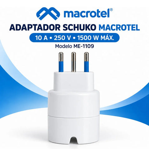 Adaptador Schuko a enchufe chileno Macrotel – foto 8