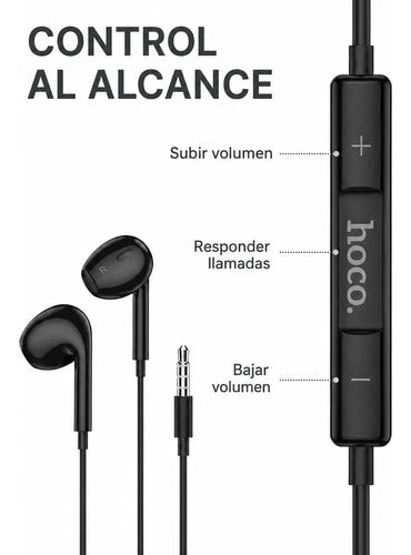 Audífonos Hoco M101 Max con Micrófono y Control, Jack 3.5 mm – Negro – foto 3