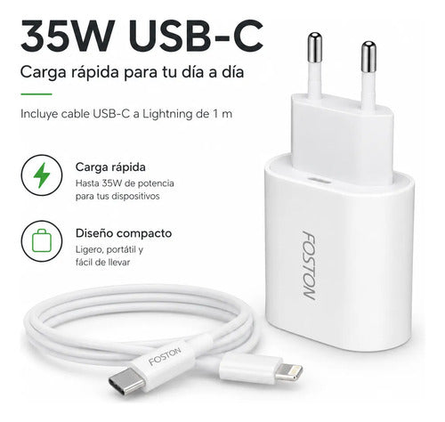 Cargador 35W USB-C con Cable USB-C a Lightning 1 m para iPhone – foto 3