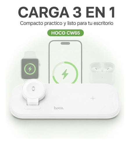Cargador inalámbrico 3 en 1 Hoco CW65 blanco – foto 6