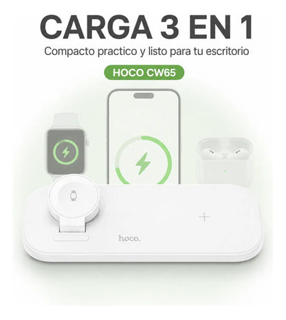 Cargador inalámbrico 3 en 1 Hoco CW65 blanco – foto 6