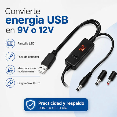Cable USB a DC 9V/12V para Router y Módem con Pantalla LED – foto 3