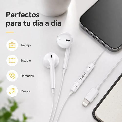 Audífonos Hoco M111 Lightning blanco – foto 7