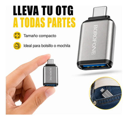 Adaptador OTG Borofone BV3 USB-C a USB 3.0 Metálico – Plateado – foto 9