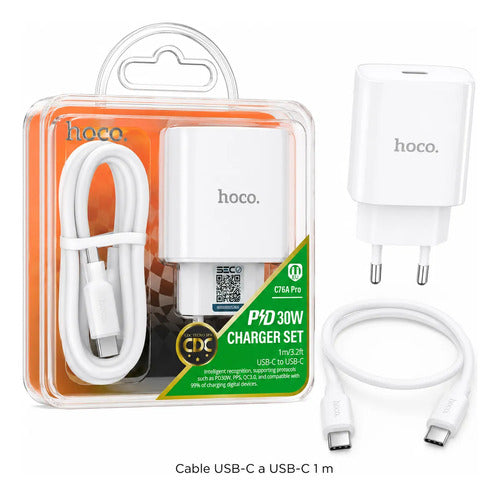 Cargador Hoco C76A USB-C Carga Rápida – Pro 30W + cable USB-C – foto 2