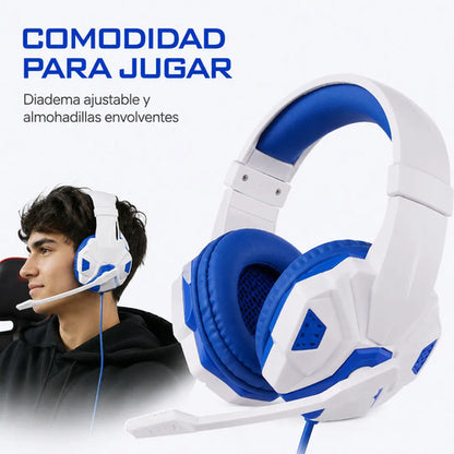 Audífonos gamer LED blanco y azul – foto 4