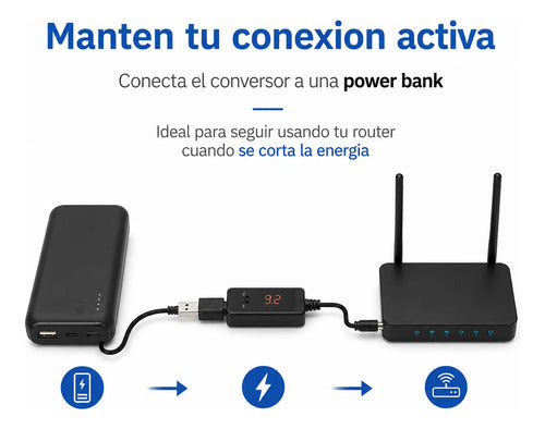 Cable USB a DC 9V/12V para Router y Módem con Pantalla LED – foto 2