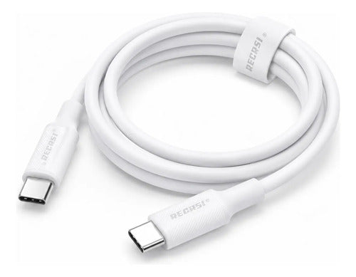 Cable Recrsi TA-01 USB-C a USB-C 60W 1 m de Silicona – Blanco – foto 2