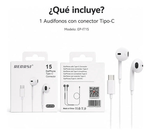 Audífonos Recrsi tipo EarPods USB-C – foto 4