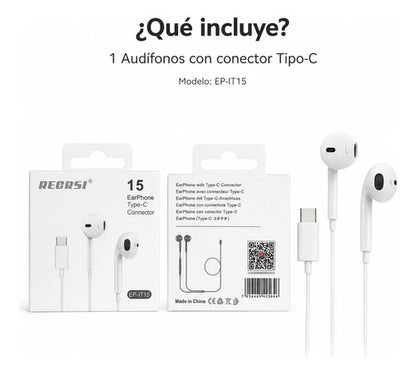 Audífonos Recrsi tipo EarPods USB-C – foto 4