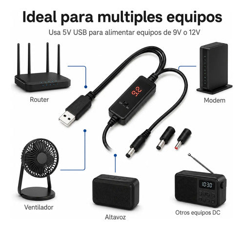 Cable USB a DC 9V/12V para Router y Módem con Pantalla LED – foto 4