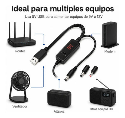 Cable USB a DC 9V/12V para Router y Módem con Pantalla LED – foto 4