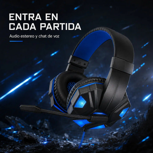 Audífonos gamer LED negro y azul – foto 10