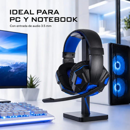 Audífonos gamer LED negro y azul – foto 9