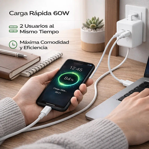 Cable Hoco X88 Blanco Carga Rápida – USB-C a USB-C 60W · 2 m – foto 5