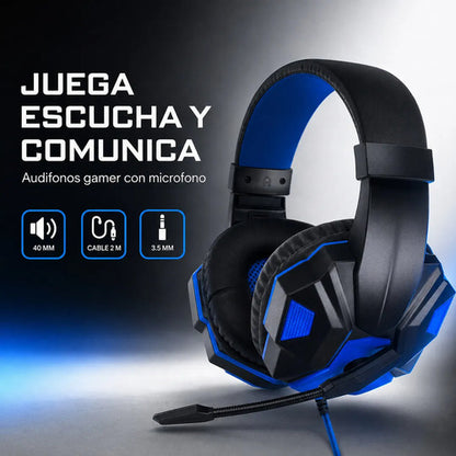 Audífonos gamer LED negro y azul – foto 7