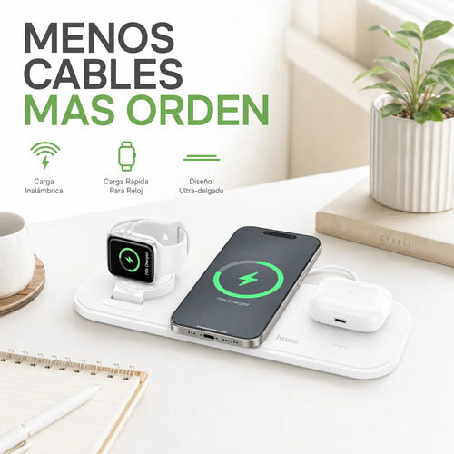 Cargador inalámbrico 3 en 1 Hoco CW65 blanco – foto 9
