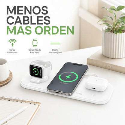 Cargador inalámbrico 3 en 1 Hoco CW65 blanco – foto 9