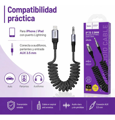 Cable auxiliar Hoco UPA33A Lightning a jack 3.5 mm – foto 8