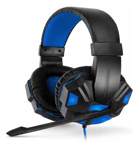 Audífonos gamer LED negro y azul – foto 1