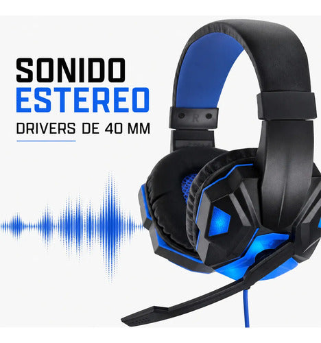 Audífonos gamer LED negro y azul – foto 4