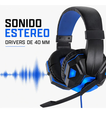 Audífonos gamer LED negro y azul – foto 4