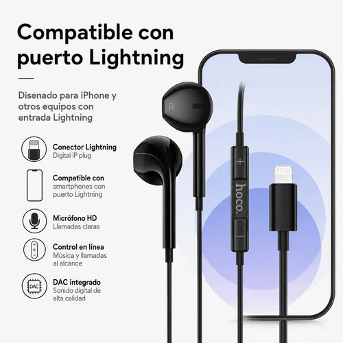 Audífonos Hoco M111 Lightning negro – foto 8