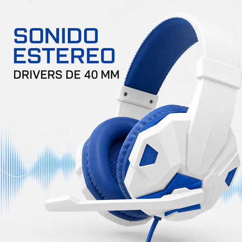 Audífonos gamer LED blanco y azul – foto 3