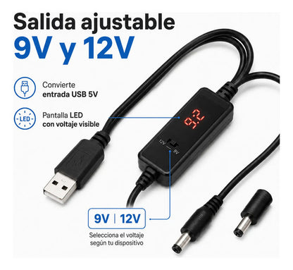 Cable USB a DC 9V/12V para Router y Módem con Pantalla LED – foto 5