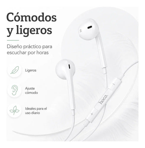 Audífonos Hoco M101 con Cable, Micrófono y Jack 3.5 mm – Blanco – foto 7