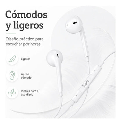 Audífonos Hoco M101 con Cable, Micrófono y Jack 3.5 mm – Blanco – foto 7