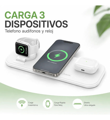Cargador inalámbrico 3 en 1 Hoco CW65 blanco – foto 5