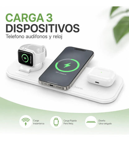 Cargador inalámbrico 3 en 1 Hoco CW65 blanco – foto 5