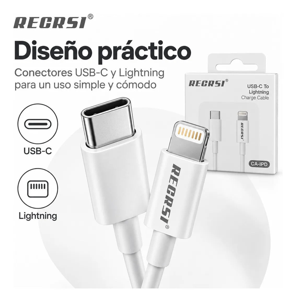 Cable de Carga Tipo C a Lightning Compatible con iPad CA-IPD - foto 3