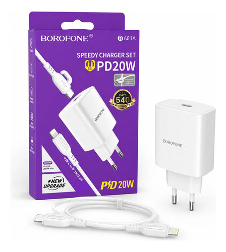 Cargador Borofone BA81A 20W + cable Lightning – foto 1