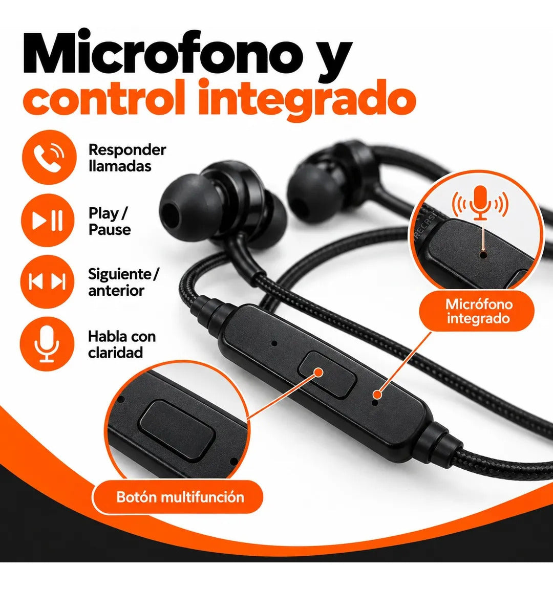 Auriculares RE-N10 con Cable USB-C y Control de Llamadas - foto 8