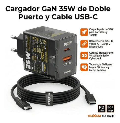 Cargador Moxom MX-HC195 GaN 35W – foto 3
