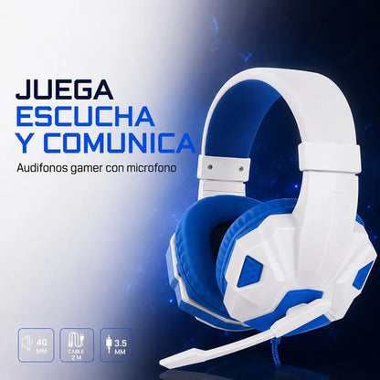 Audífonos gamer LED blanco y azul – foto 9