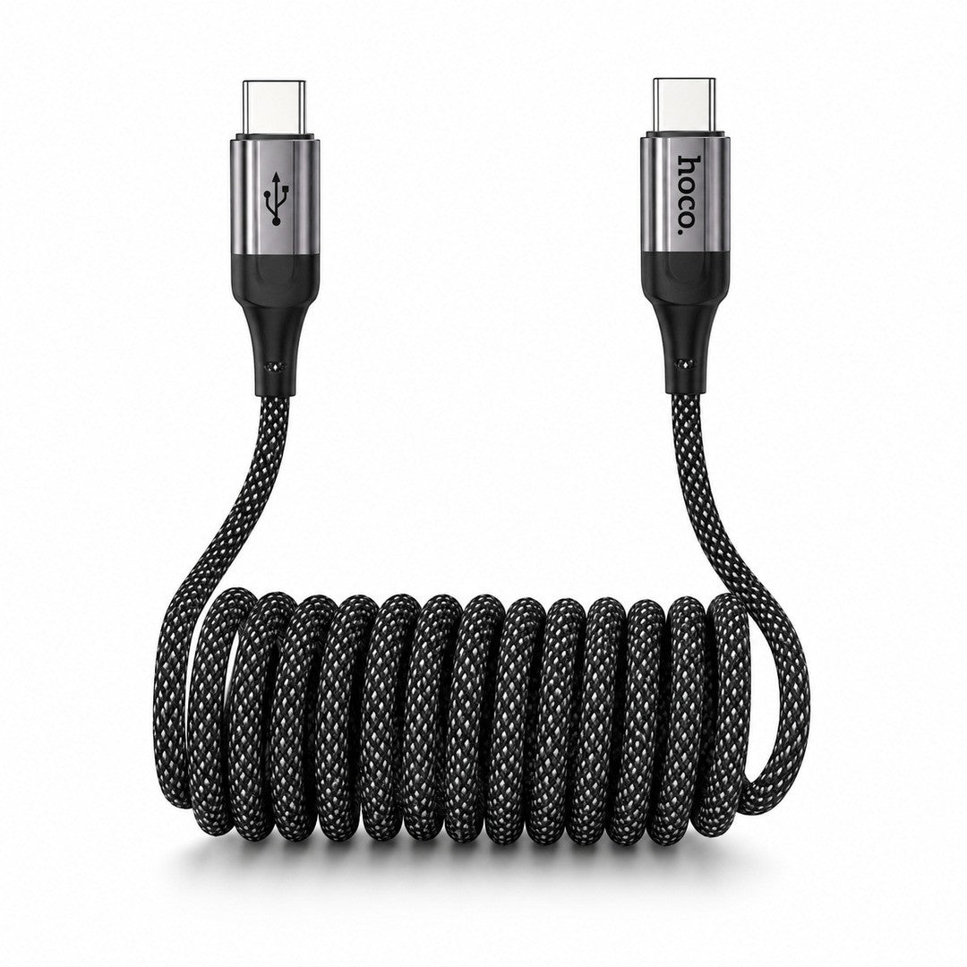 Cable Hoco X121 USB-C a USB-C espiral trenzado 1,5 m 60W