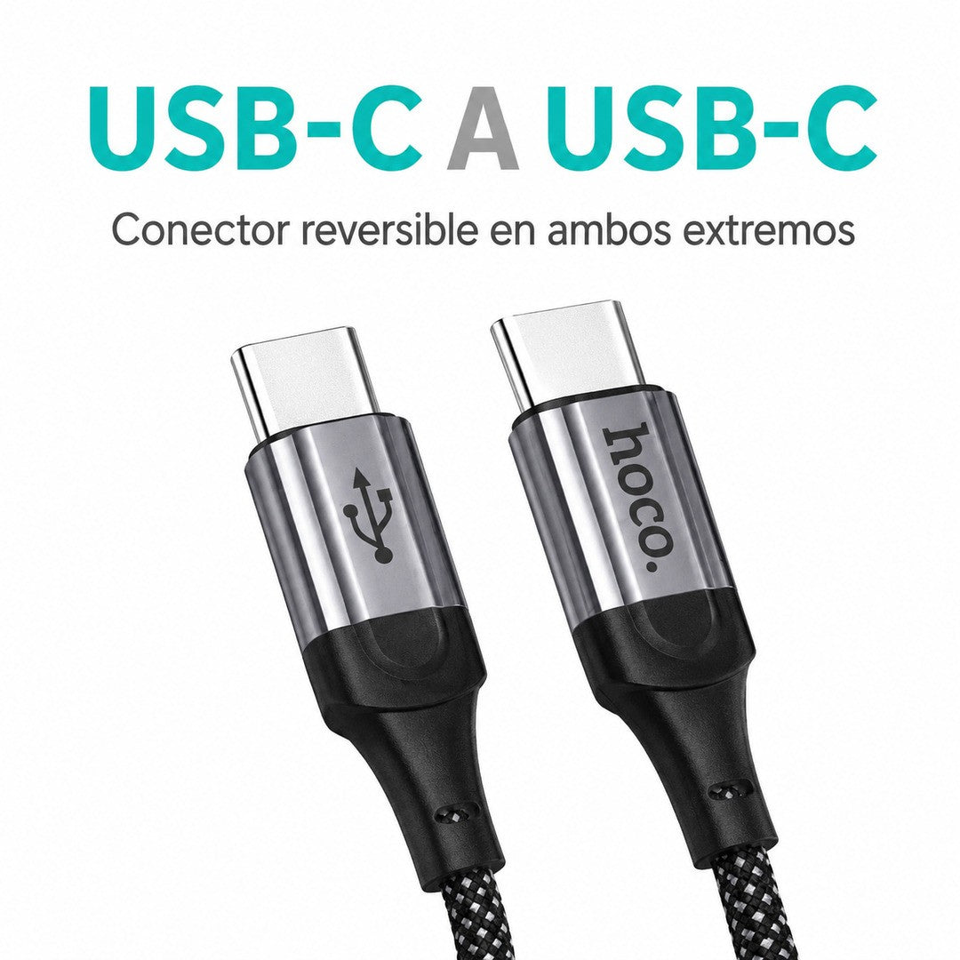 Cable Hoco X121 USB-C a USB-C espiral trenzado 1,5 m 60W