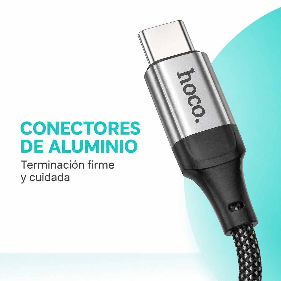 Cable Hoco X121 USB-C a USB-C espiral trenzado 1,5 m 60W