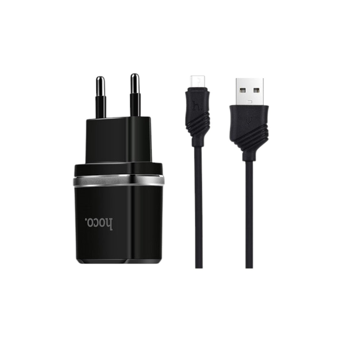 Cargador Dual Hoco C12 Cable Micro A USB