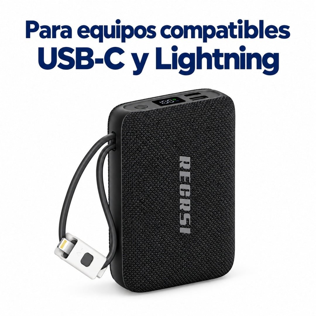 Power Bank Recrsi RE-PBG225 20.000 mAh 22,5W con Cables USB-C y Lightning – foto 9