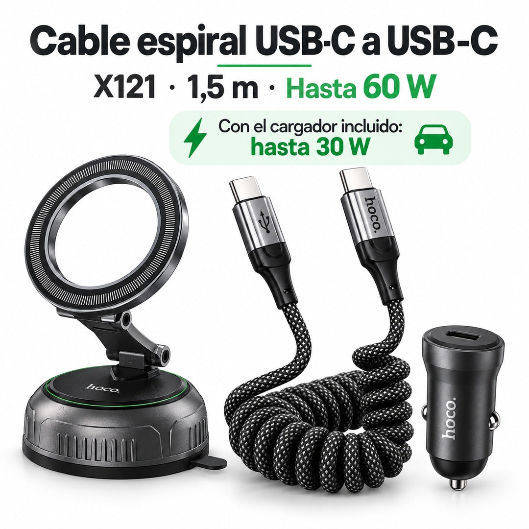 Kit Auto Hoco H92 con Soporte Magnético, Cargador Z62A 30W y Cable X121 USB-C