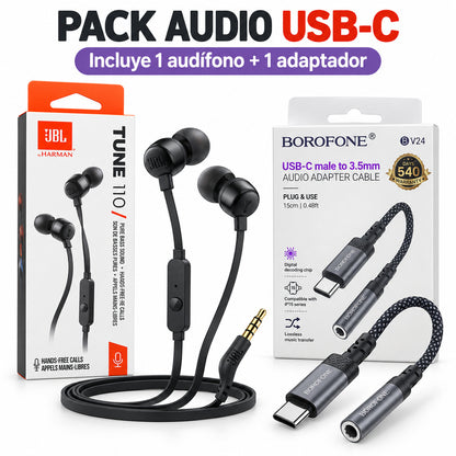 Audífonos JBL Tune 110 + Adaptador USB-C a Jack 3.5 mm – foto 1