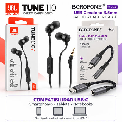 Audífonos JBL Tune 110 + Adaptador USB-C a Jack 3.5 mm – foto 9