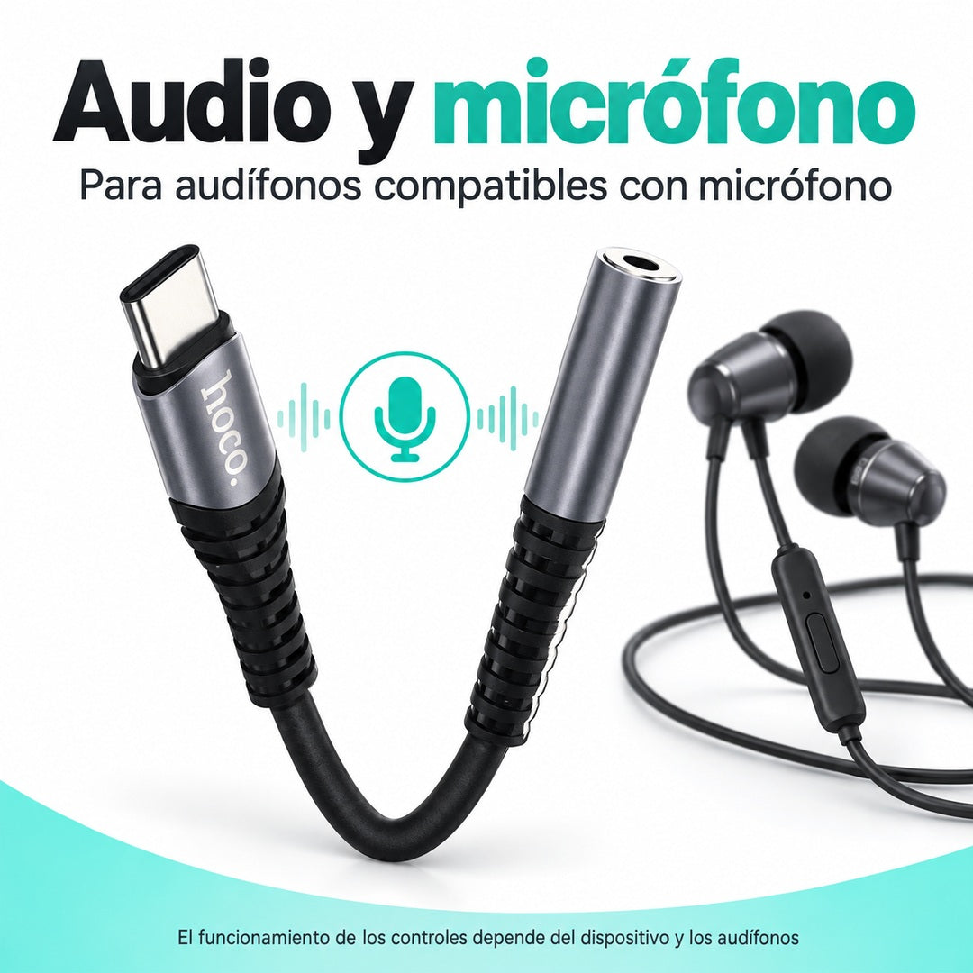 Adaptador Hoco LS33 USB-C a Jack 3,5 mm con DAC