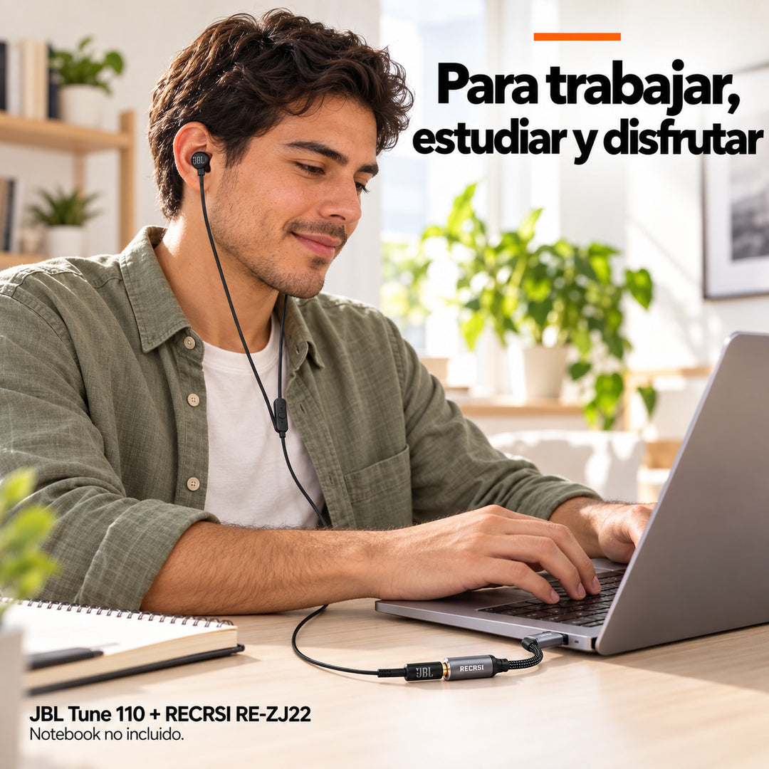 Audífonos JBL Tune 110 + Adaptador Recrsi RE-ZJ22 – foto 10