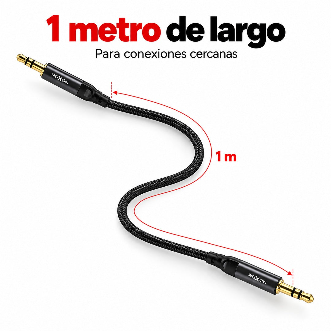 Cable Auxiliar Moxom LX-AX816 3,5 mm Macho a Macho de 1 Metro