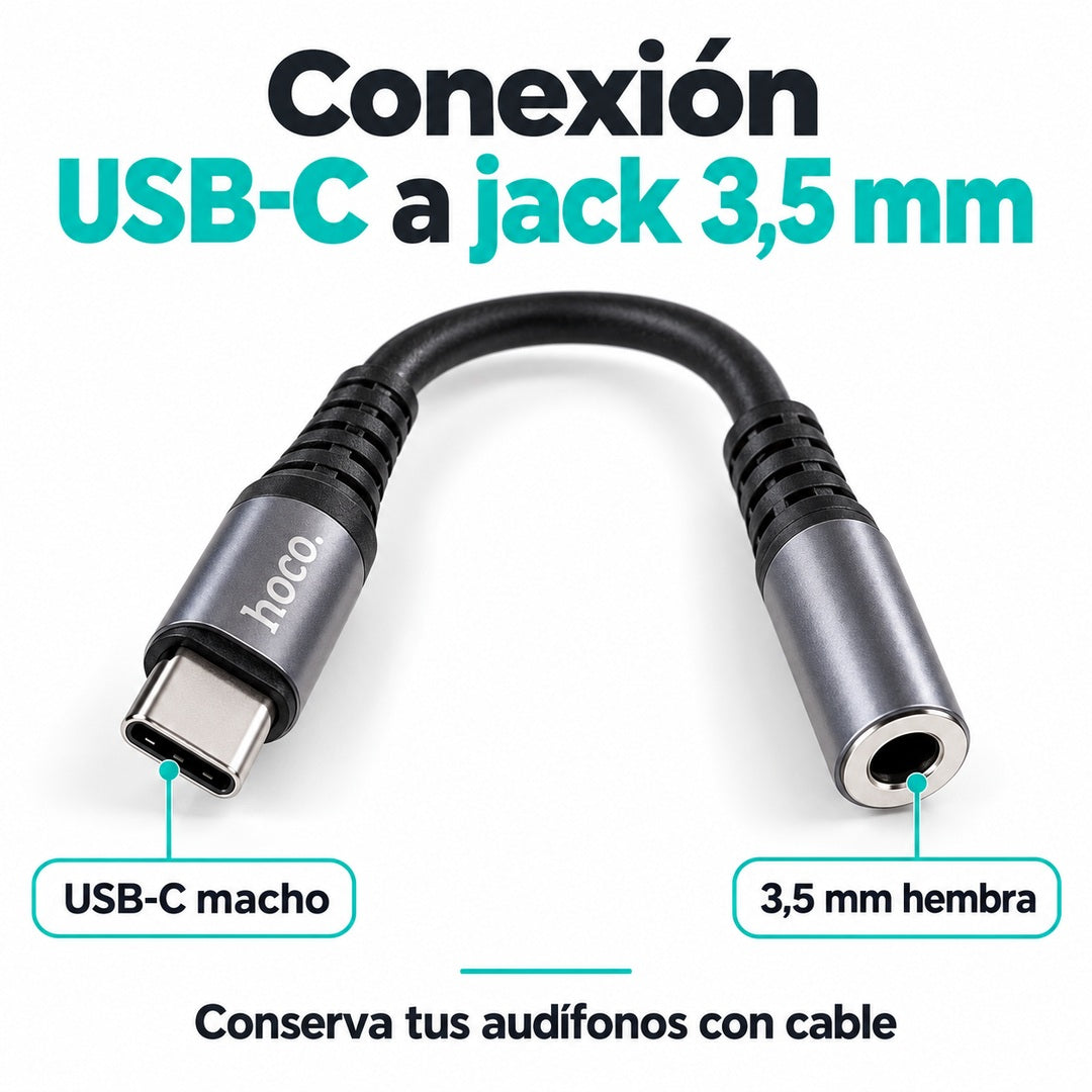 Adaptador Hoco LS33 USB-C a Jack 3,5 mm con DAC